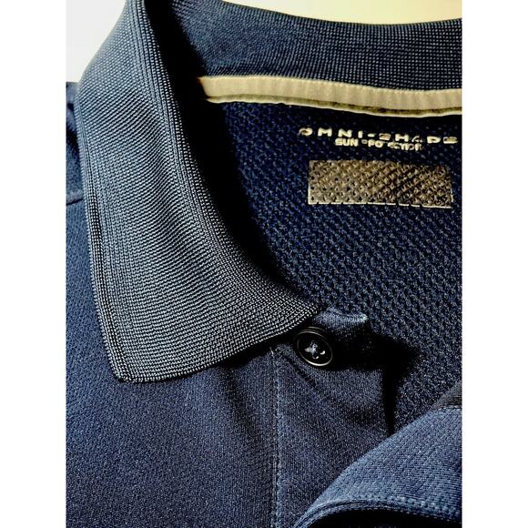 Columbia PFG Fishing Shirt Mens Medium Navy Omni-Shade Short Sleeve Polo - Picture 5 of 5
